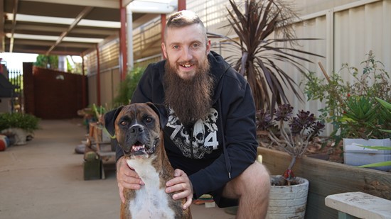 man with his dog